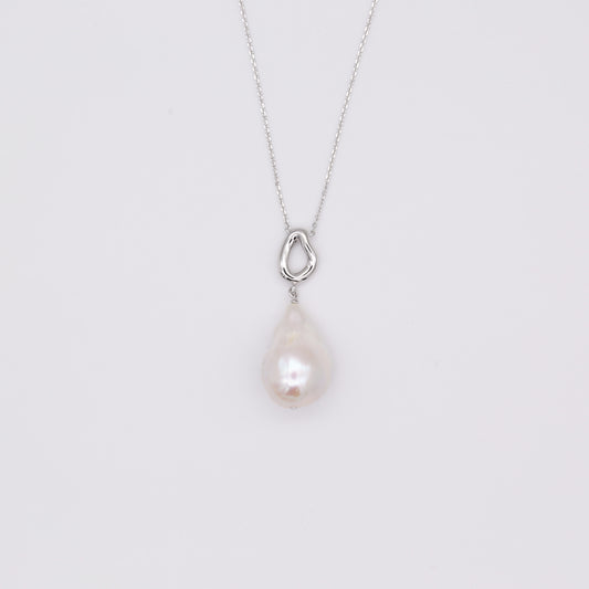 Sterling silver pendant, large baroque pearl