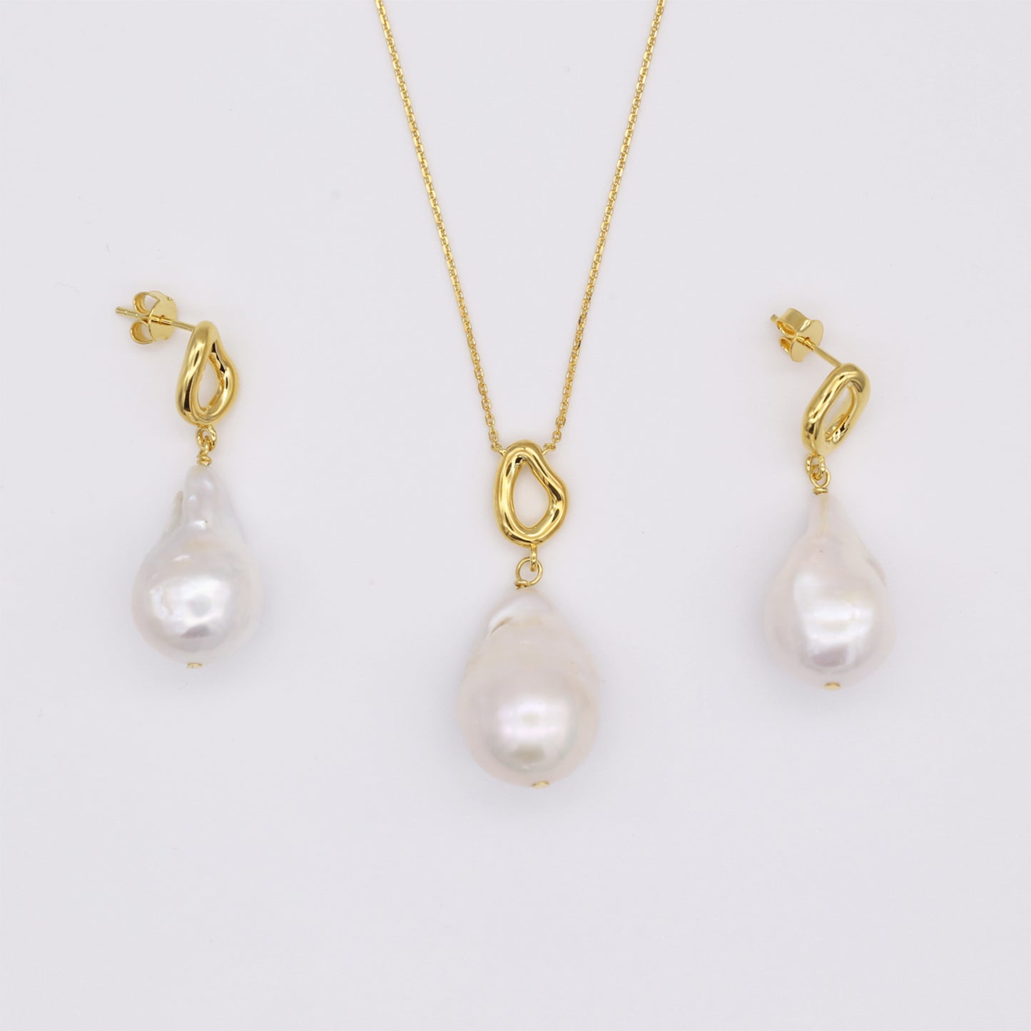 Large Baroque Pearl Earrings 18K Gold Vermeil