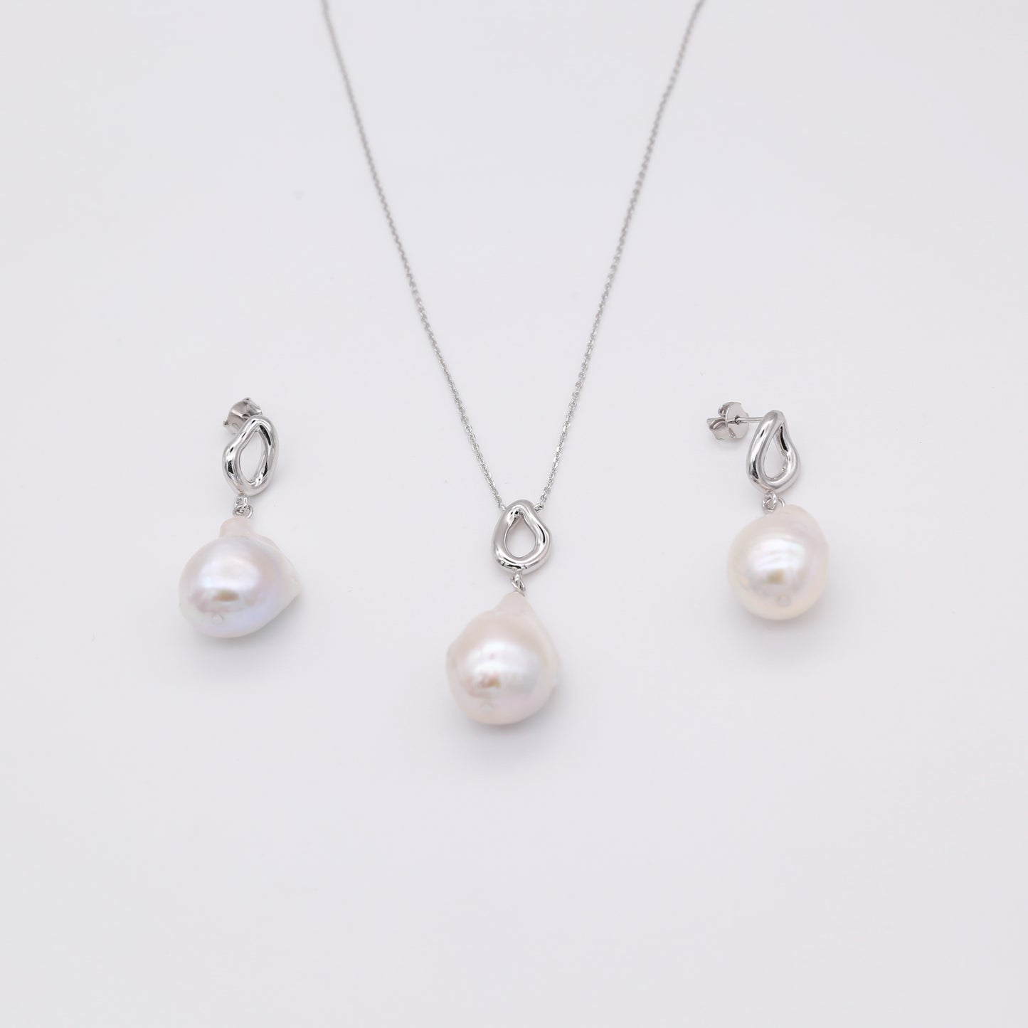 Large Baroque Pearl Earrings Sterling Silver