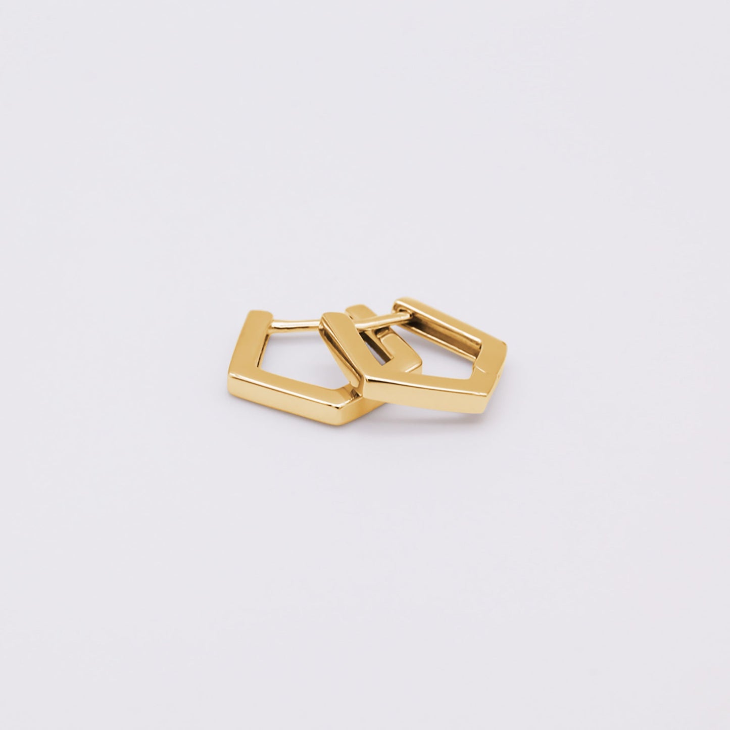 18k gold vermeil pentagon huggies earrings