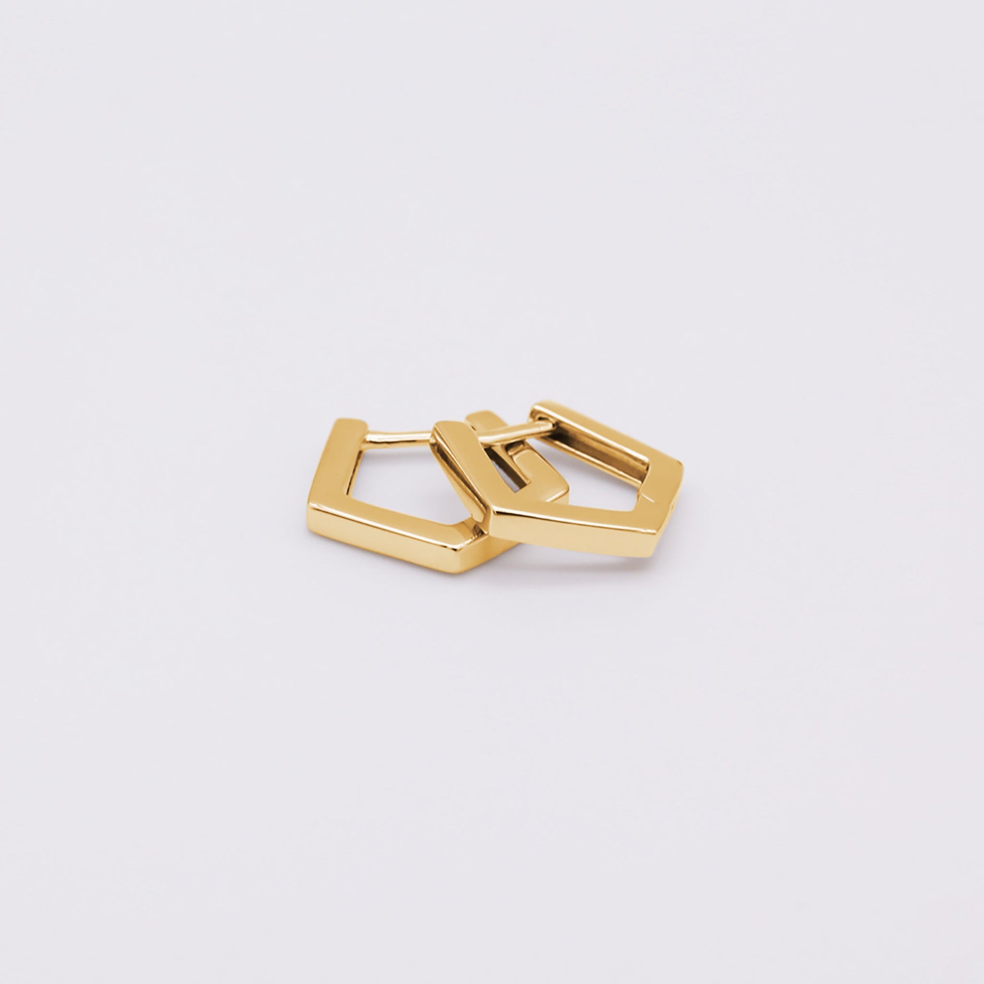 18k gold vermeil pentagon huggies earrings