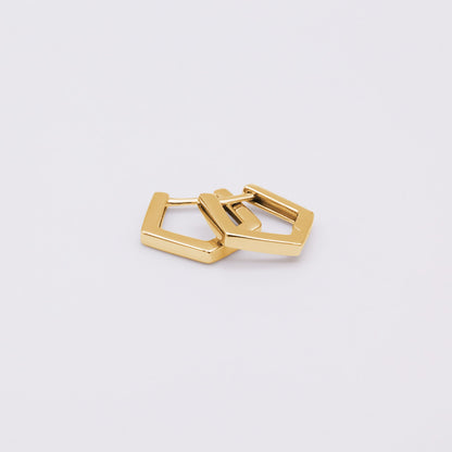 18k gold vermeil pentagon huggies earrings