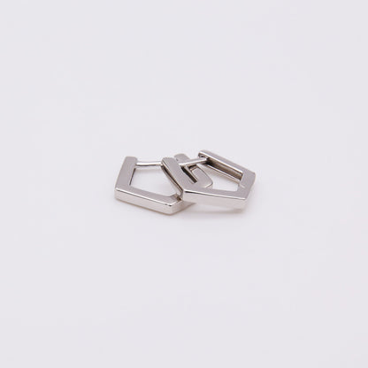 Sterling silver pentagon huggies earrings