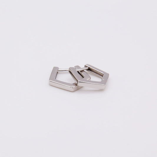 Sterling silver pentagon huggies earrings