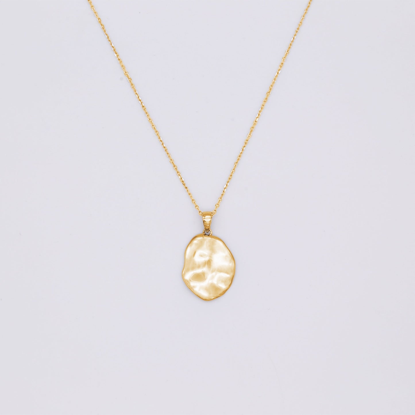 18k gold vermeil wavy oval pendant on 18k gold vermeil chain