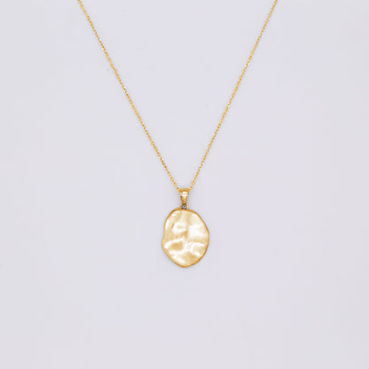 18k gold vermeil wavy oval pendant on 18k gold vermeil chain