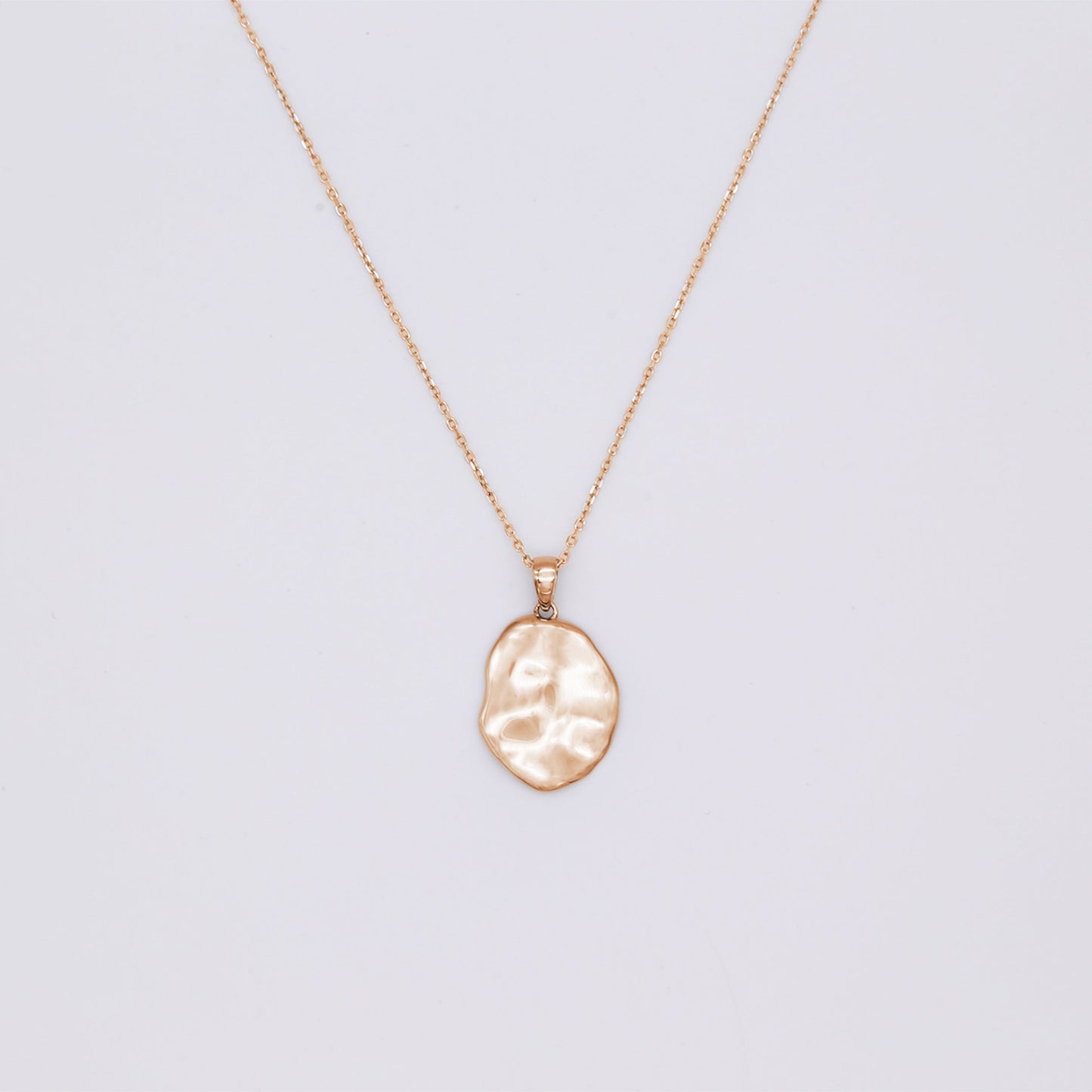 18k rose gold vermeil wavy oval pendant on rose gold vermeil chain