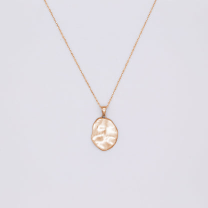 18k rose gold vermeil wavy oval pendant on rose gold vermeil chain