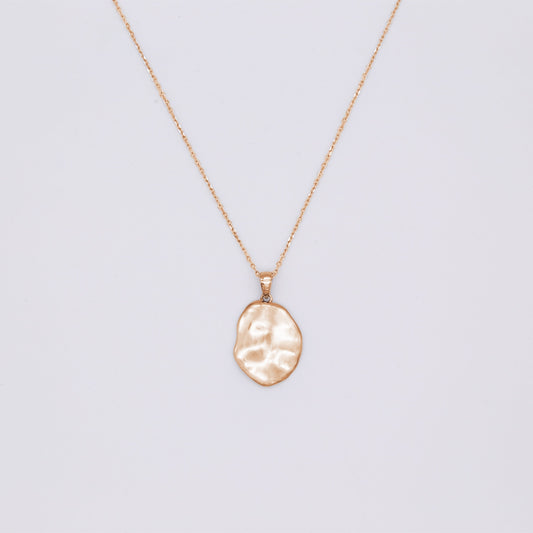 18k rose gold vermeil wavy oval pendant on rose gold vermeil chain