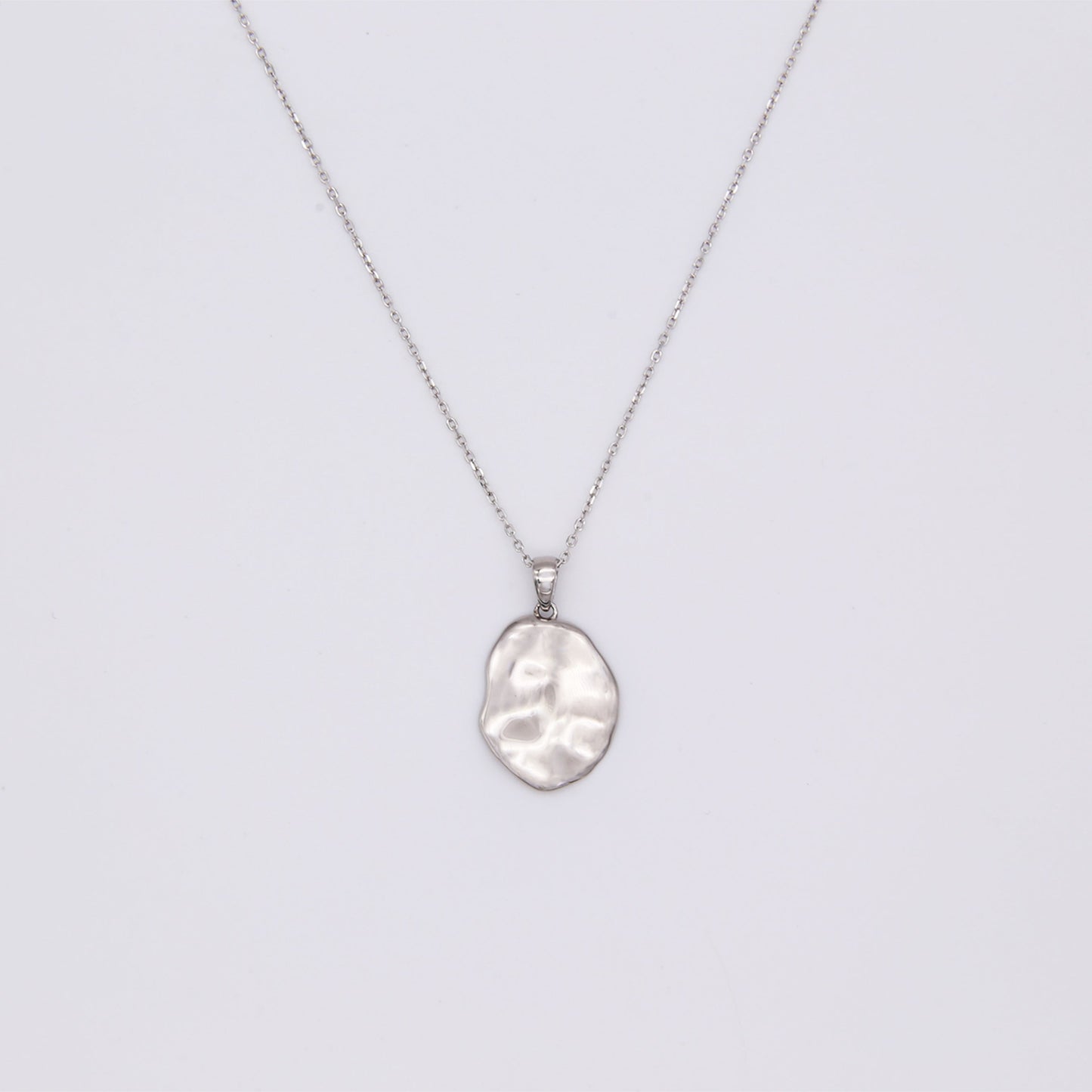 Sterling silver vermeil wavy oval pendant on sterling silver chain