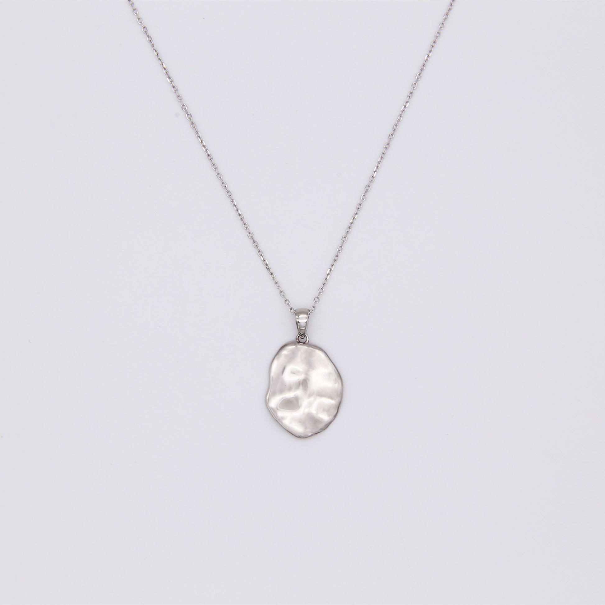 Sterling silver vermeil wavy oval pendant on sterling silver chain