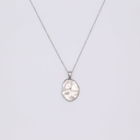 Sterling silver vermeil wavy oval pendant on sterling silver chain